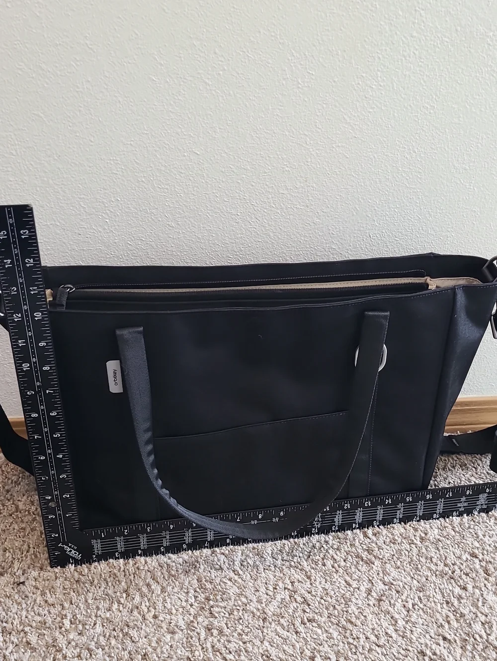 orbitkey Black Unisex Laptop Tote Bag with Shoulder Strap